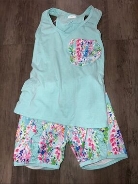 Girls' Lilly Pulitzer Inspired Bow Back Tank & Ruffle Short Set, 4XL (8-9Y)